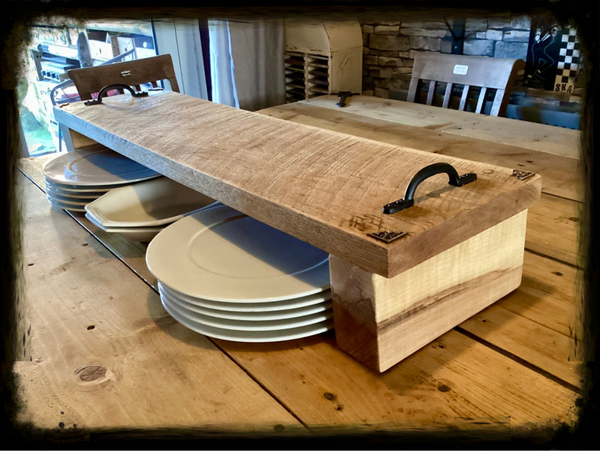Reclaimed solid oak large table/ kitchen riser