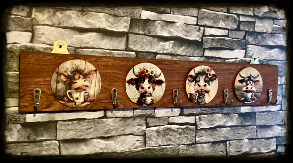 Reclaimed wood rustic 5 hook coat hanger