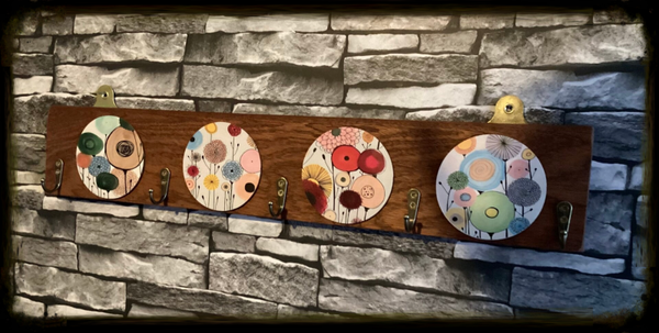 Rustic reclaimed wood 5 hook coat hanger