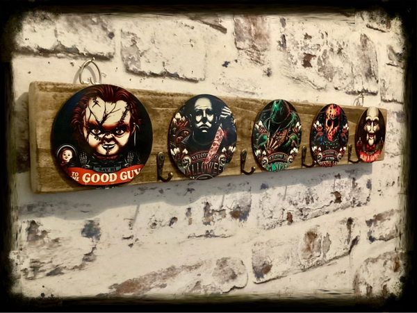 Rustic reclaimed wood 4 small hooks hanger