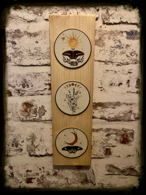 Rustic reclaimed wood sun and the moon  wall hanging