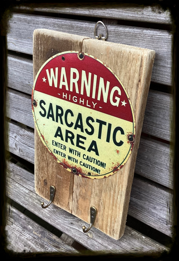 Rustic reclaimed wood warning sarcastic area decor wall hanging
