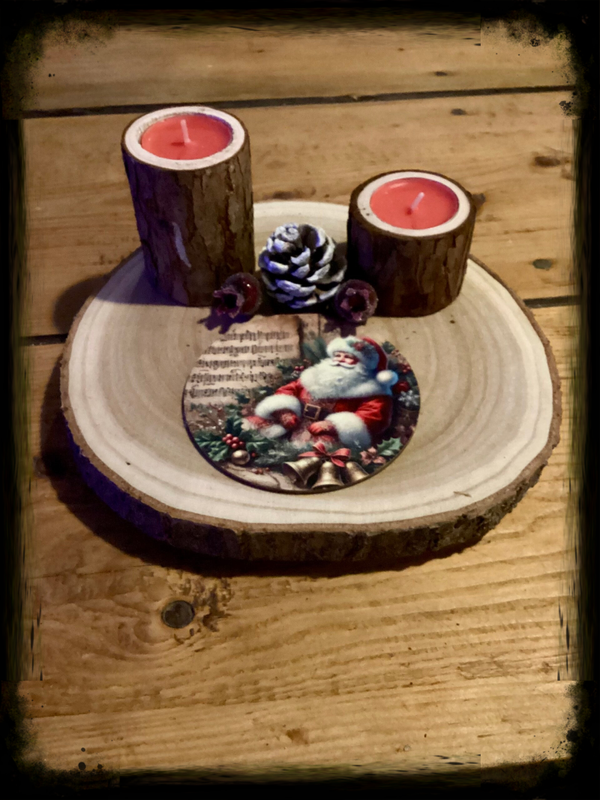Reclaimed wood small Tea light xmas table centrepiece