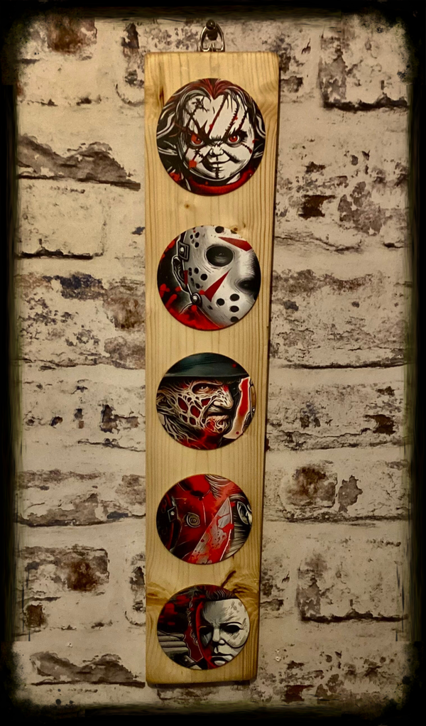 Reclaimed wood horror themed wall hanging