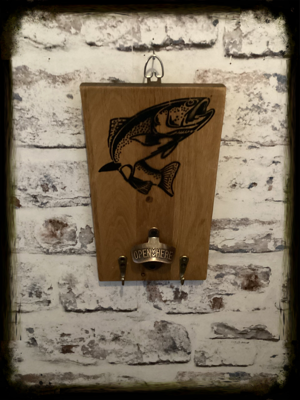 Rustic retro design wooden wall mounted bottle opener