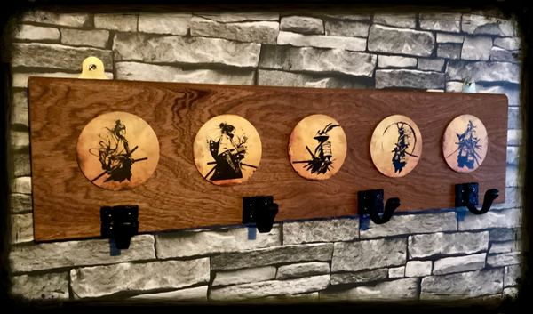 Rustic reclaimed wood heavy 4 hook coat hanger