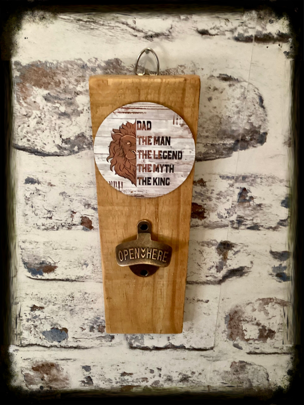 Rustic retro design wooden wall mounted bottle opener with fathers day decor (2)
