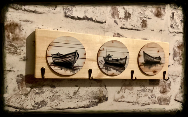 Rustic reclaimed wood  4 hook bathroom hanger