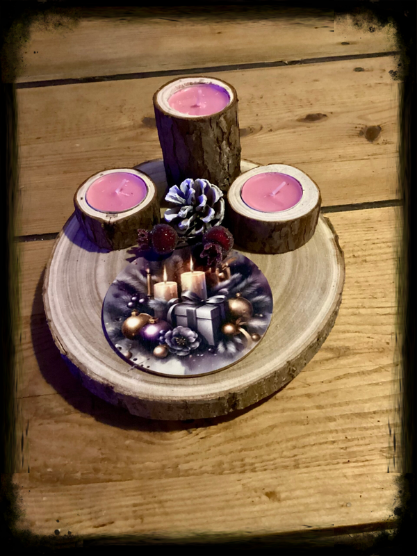 Reclaimed wood small Tea light xmas table centrepiece