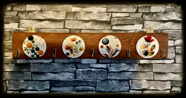 Rustic reclaimed wood 5 hook coat hanger