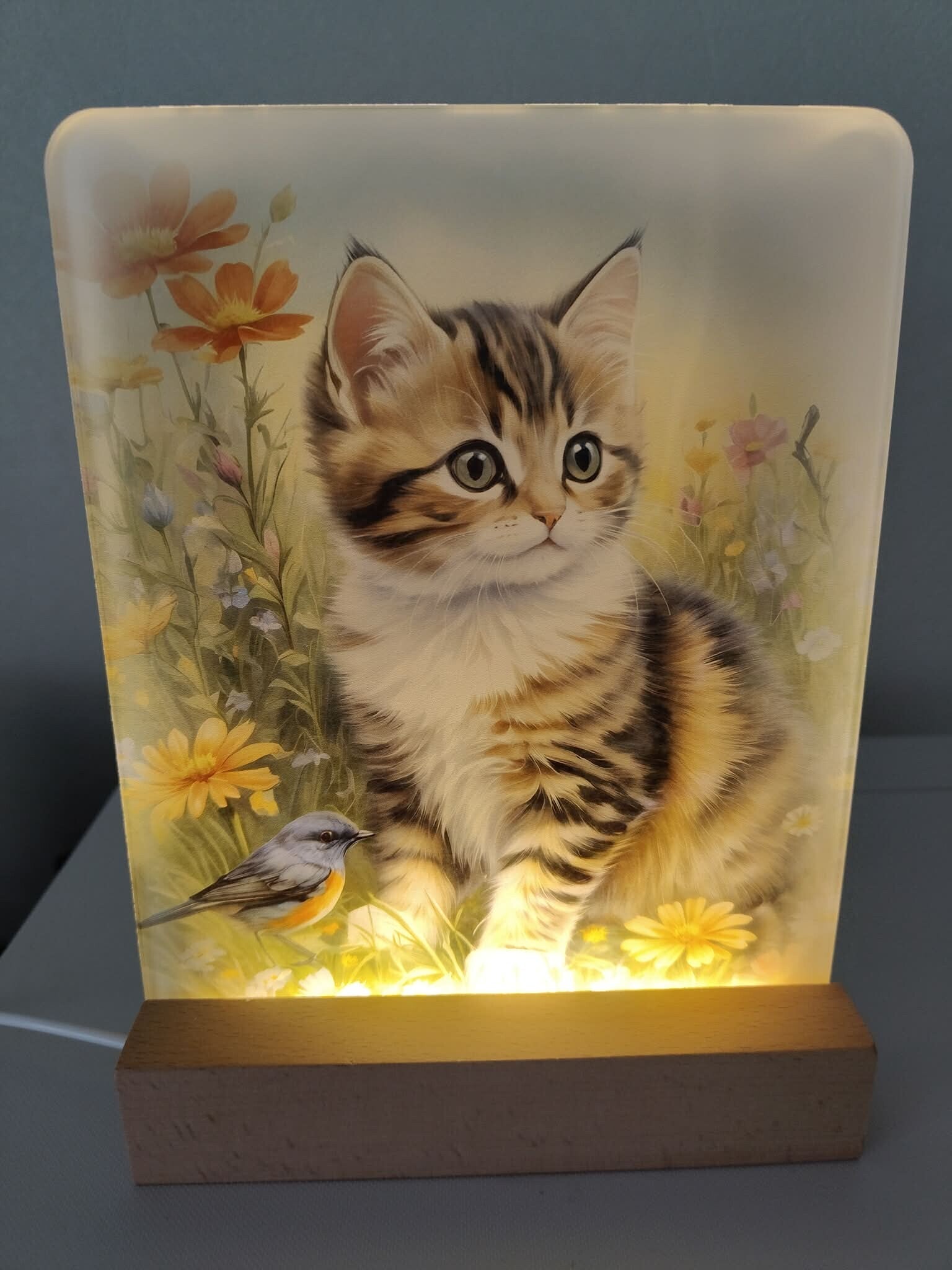 luminaire avec socle en bois 15/20cm