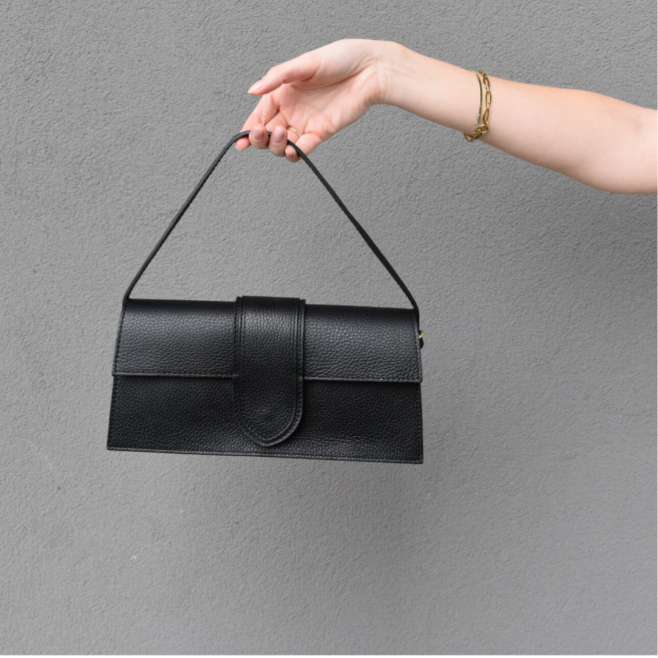 Kelly leren tas zwart