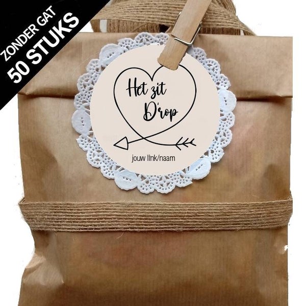 Persoonlijke cadeau labels 8cm - Het Zit Drop