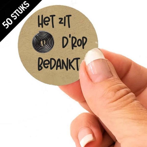Afscheid stickers voor drop bedankjes het zit D'rop