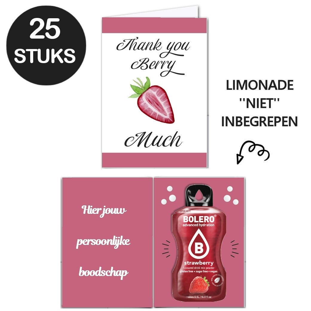 Bedankjes limonade kaarten thank you ''berry'' much
