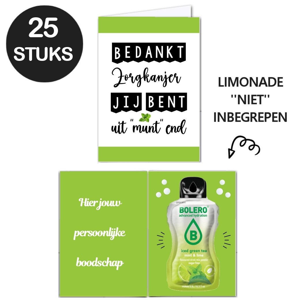 Bedankjes limonade kaarten ''uitmuntende zorgkanjer''