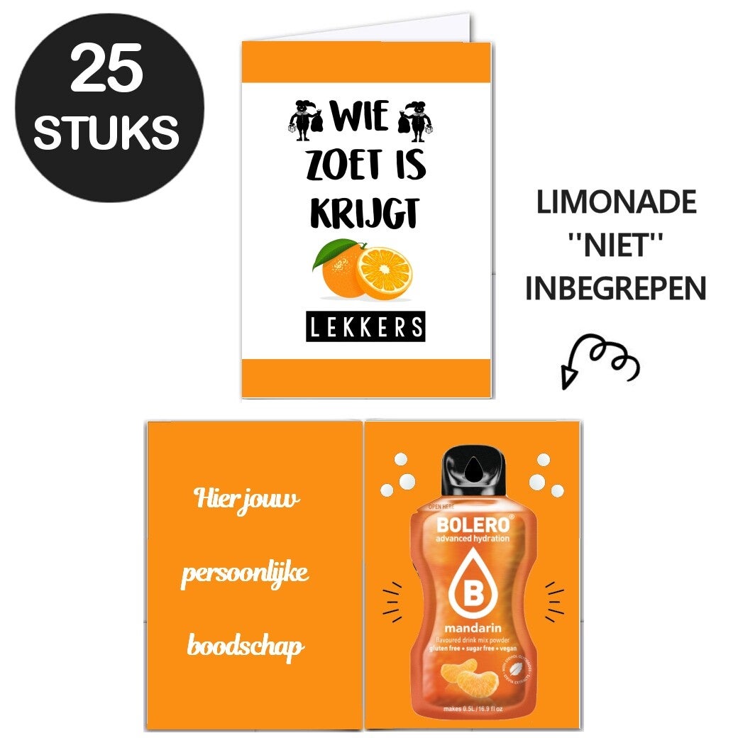 Sinterklaas limonade kaarten ''wie zoet is krijgt lekkers''