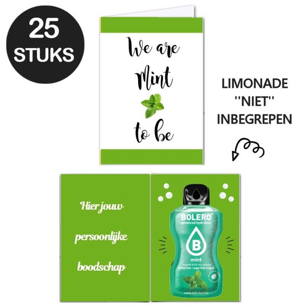 Trouwbedankjes limonade kaarten We are ''mint'' to be