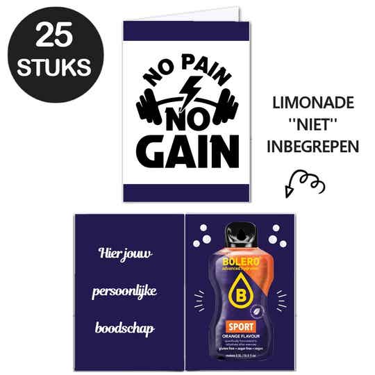 Sportieve sporters limonade kaarten ''no Pain no gaine''