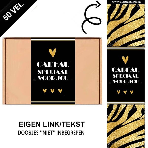 'Cadeau voor jou' wikkels voor A5 verzenddoosjes Tijger