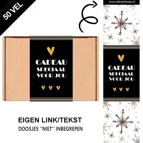 'Cadeau voor jou' wikkels voor A5 verzenddoosjes Kerstmis
