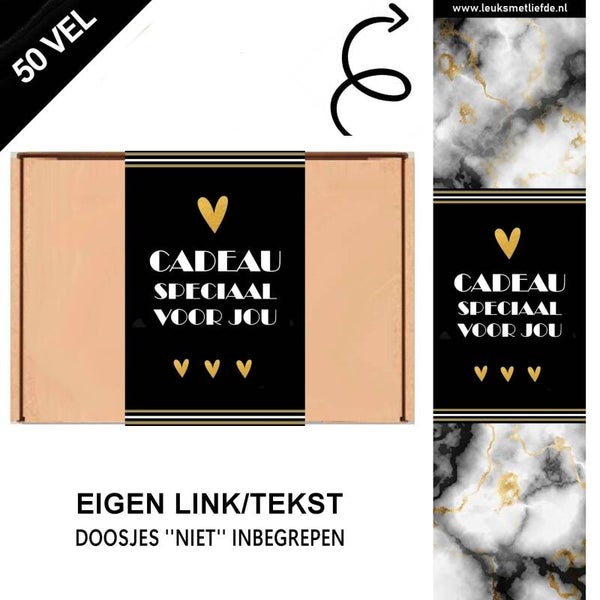 'Cadeau voor jou' wikkels voor A5 verzenddoosjes marmer