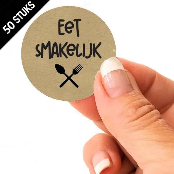 Diner lunch ontbijt stickers eet smakelijk 4cm
