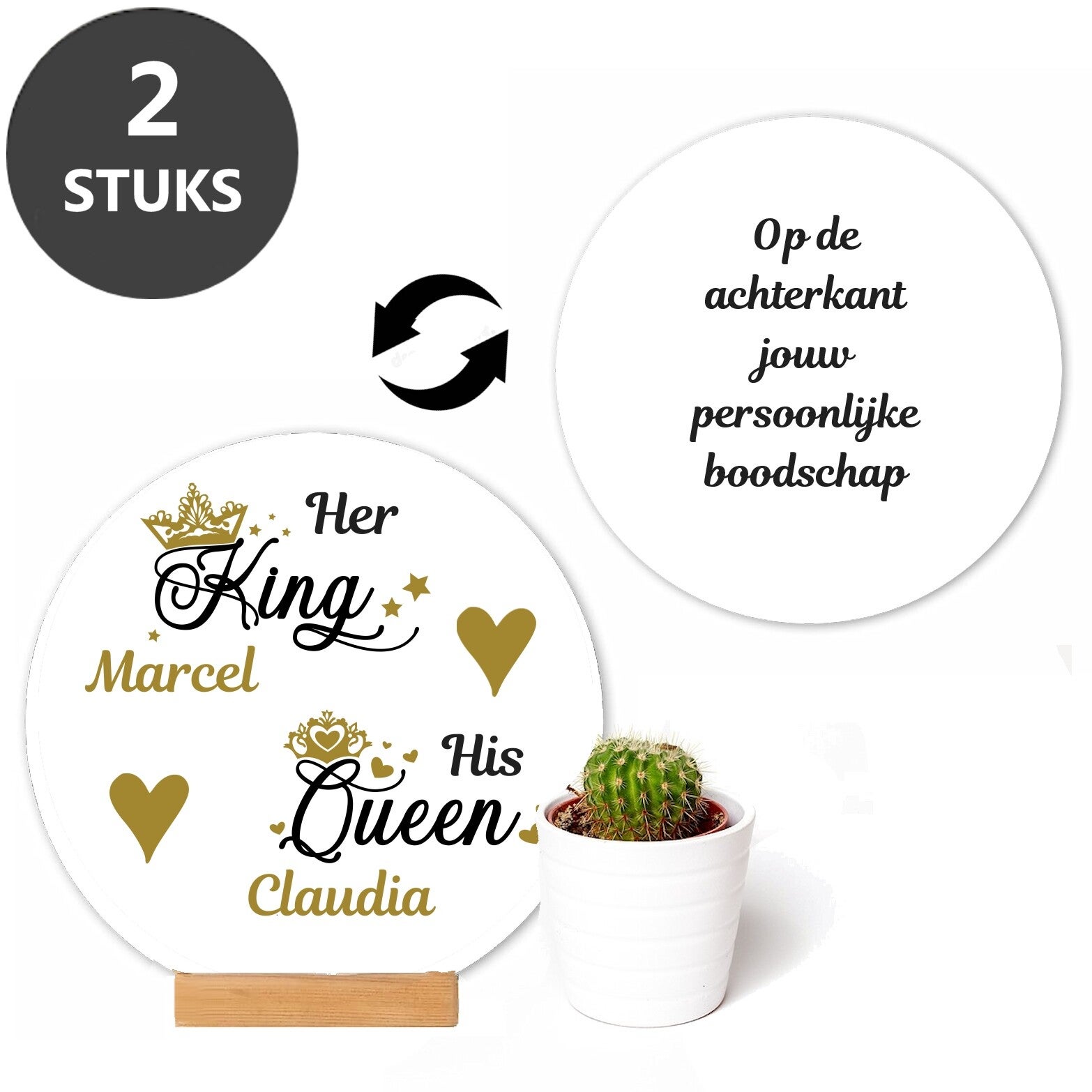 Dubbel duo cadeau huwelijk wooncirkels met namen