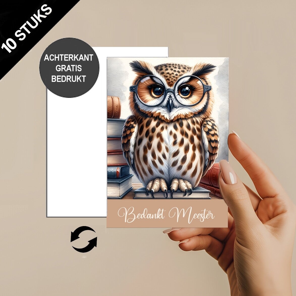 Einde schooljaar kaarten uil bedankt meester A6
