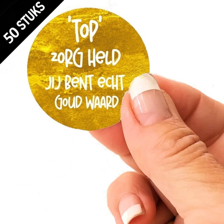 Waardering stickers goud waard dag van de zorg 4cm