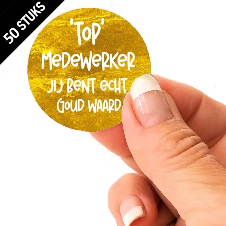 Waardering stickers jij bent goud waard medewerker 4cm