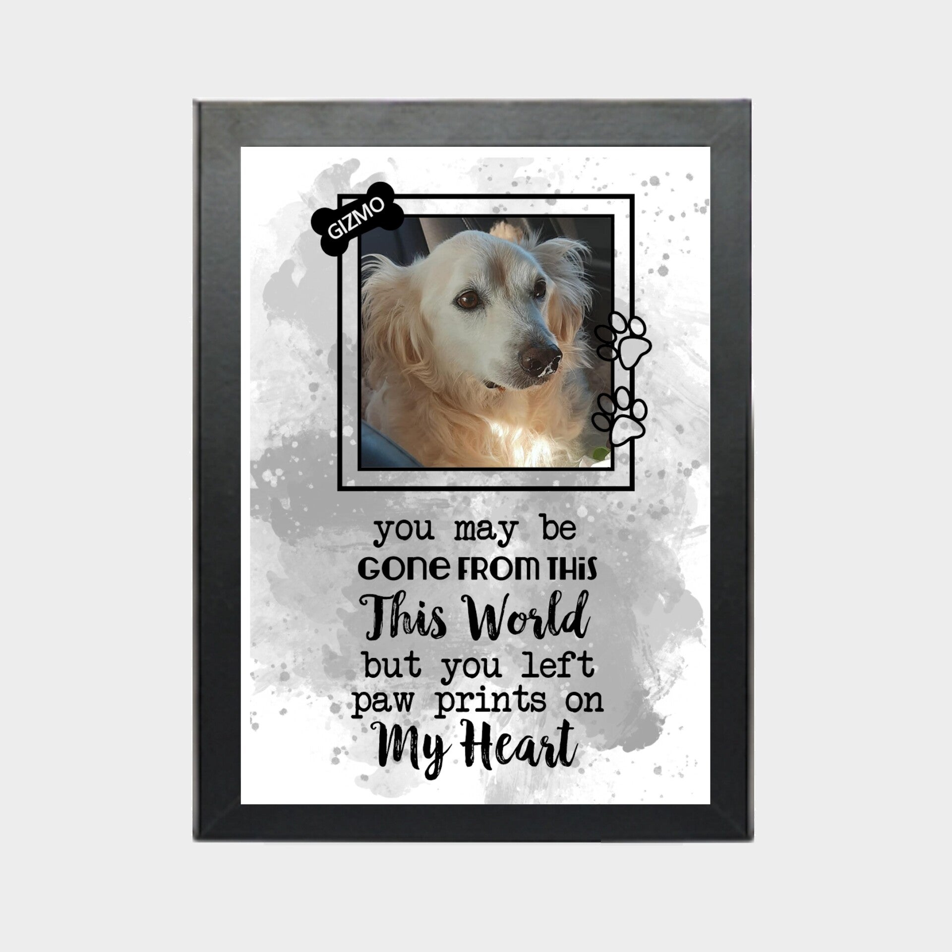 Herdenkingsposter + fotolijst overleden huisdier A4