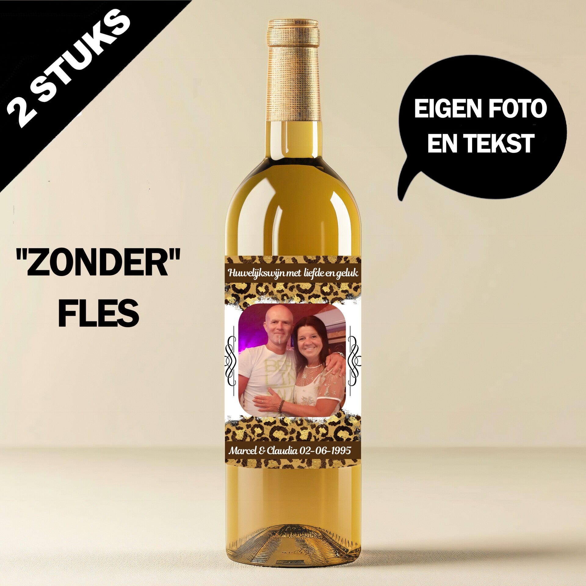 Huwelijk wijnfles etiketten wijn cadeau maken met eigen foto