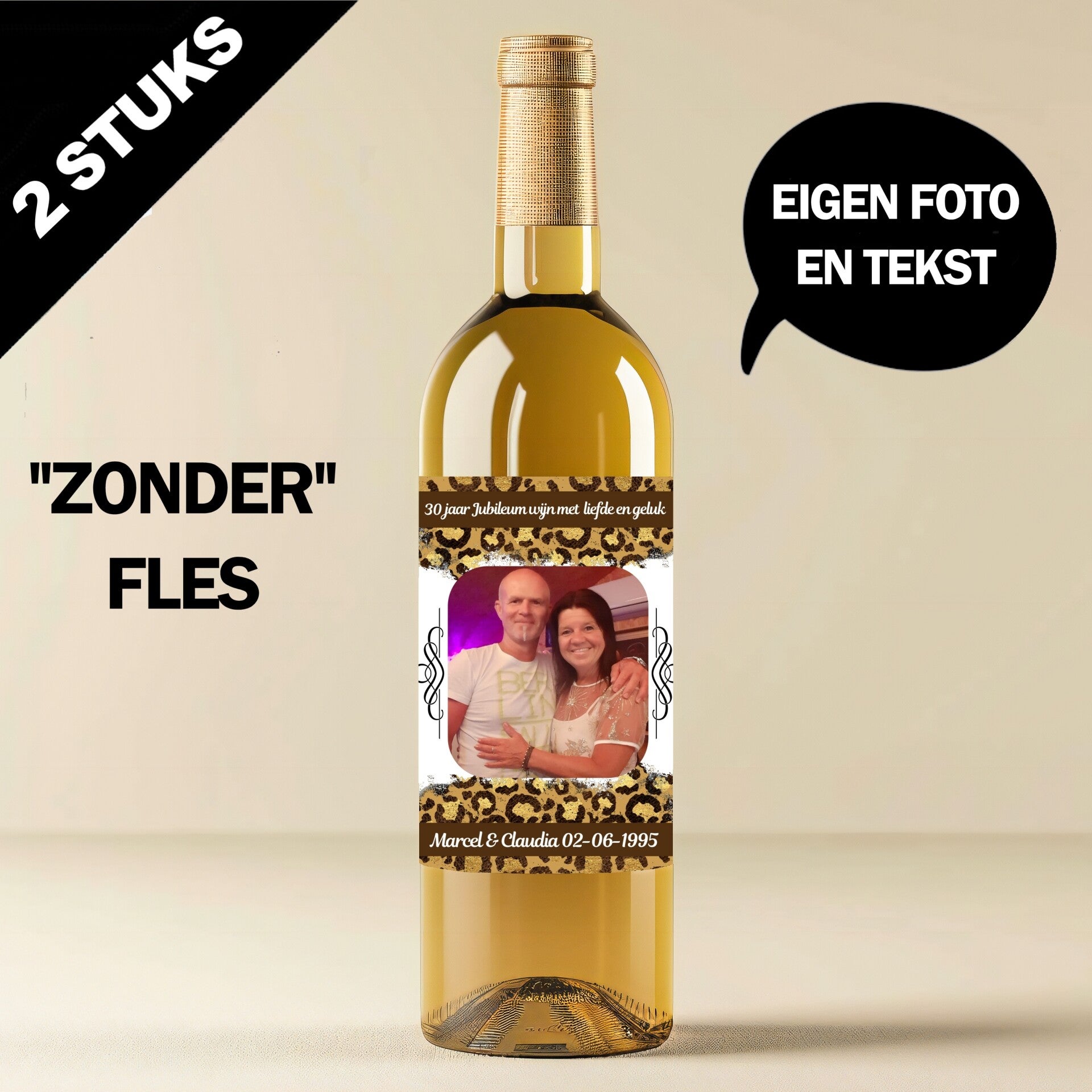 Jubileum wijnfles etiketten wijn cadeau maken met eigen foto