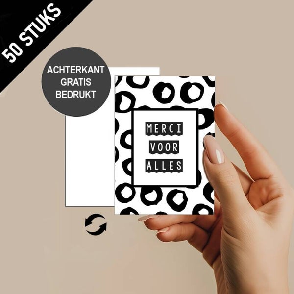 Kleine cadeau kaartjes enkel A7 - Merci voor alles