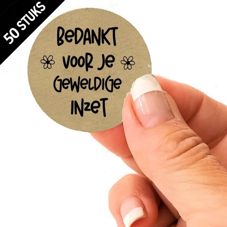 Personeel medewerkers stickers bedankt voor je inzet 4cm