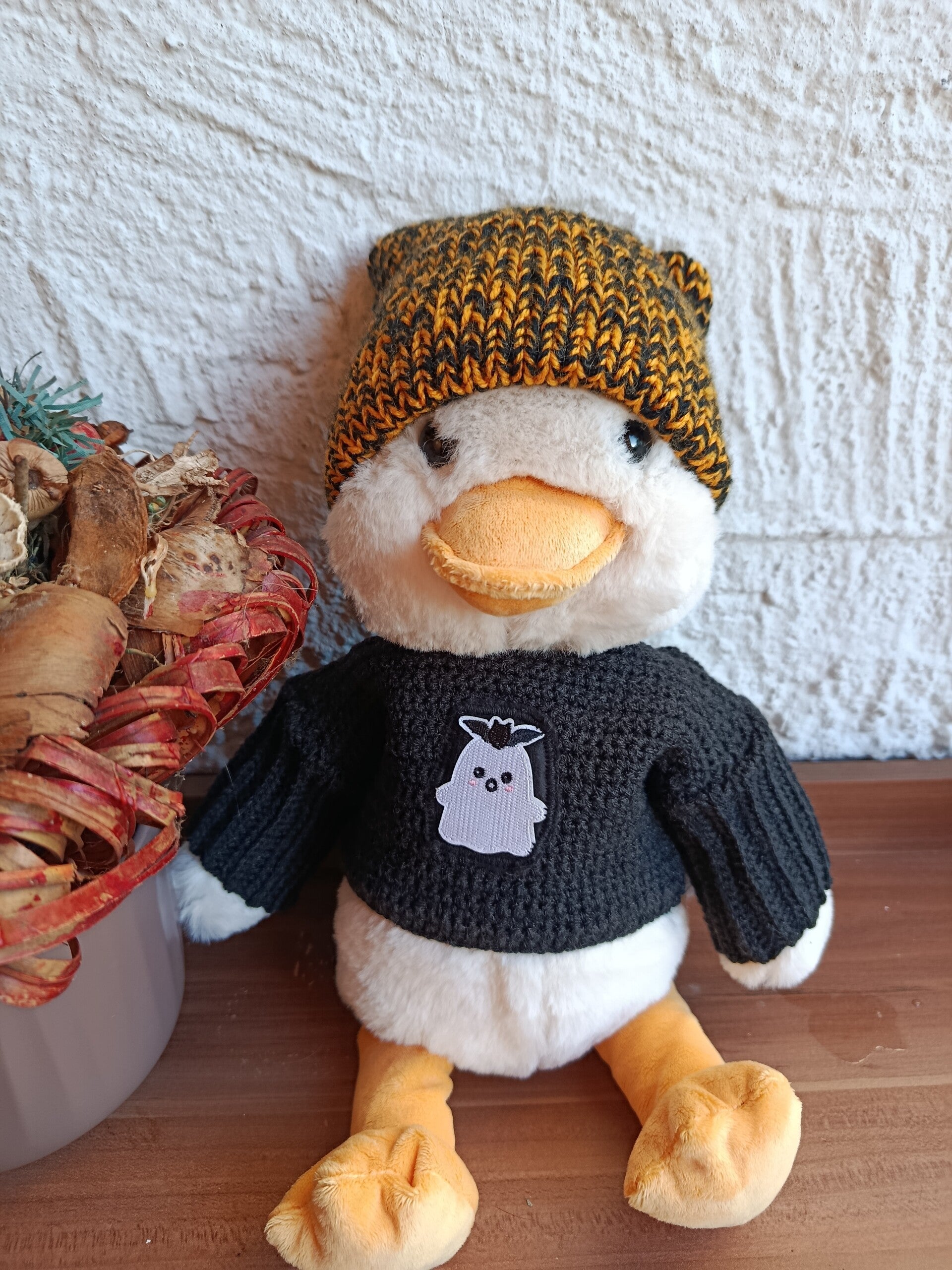 Herbstliche Strickmütze | 40cm Plüschtiere