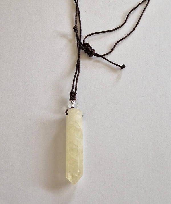 Citrien Punt Hanger met Bruine Koord