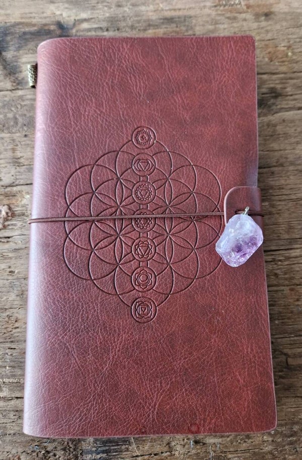 Notitieboek Bruin Leer met Edelsteen en Symboliek