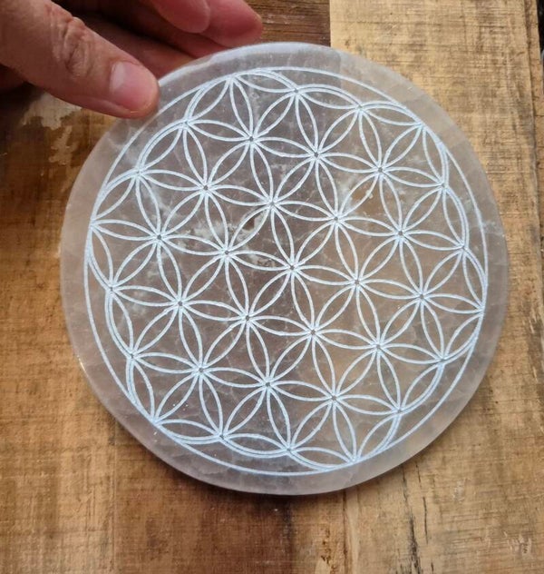 Seleniet Flower Of Life Large Oplaadplaatschijf