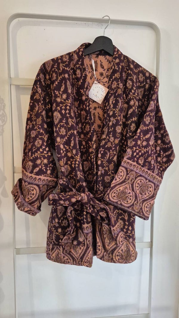 Kimono van Tibetan Wol Blend Bruin