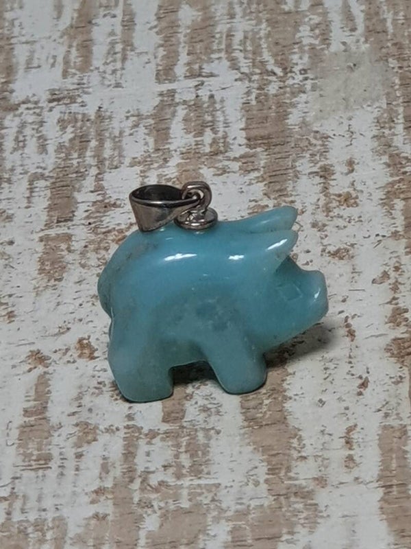 Aragoniet Blauw hanger (biggetje)