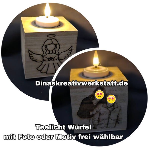 Kerzenteelichthalter  Holz Gips