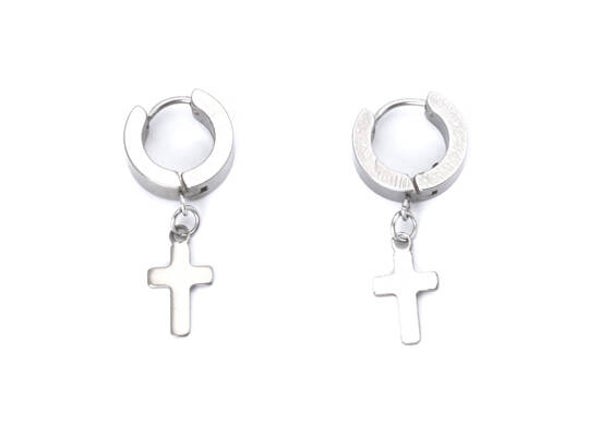 RVS oorbellen kruisje