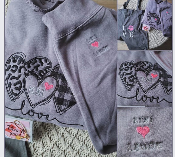 Hoodie gepersonaliseerd met een harten afbeelding en initialen | Sandra Creaites