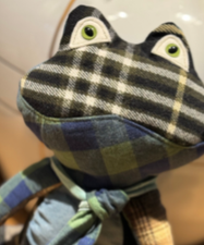 Troostknuffel kikker gemaakt van geruite overhemden, dierbare herinnering, Sandra Creaties