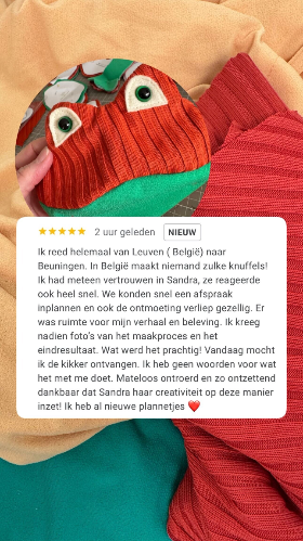 Troostknuffel kikker gemaakt van oma's kleding | Sandra Creaties