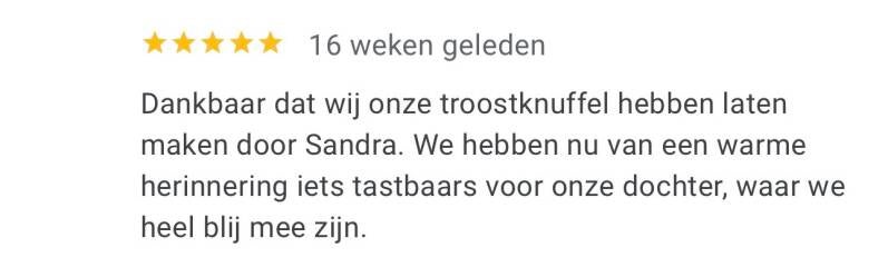 review van klant die zo blij is met de knuffel vlinder