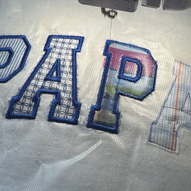 Papa geborduuurd met dierbare stoffen knuffeltrui Sandra Creaties