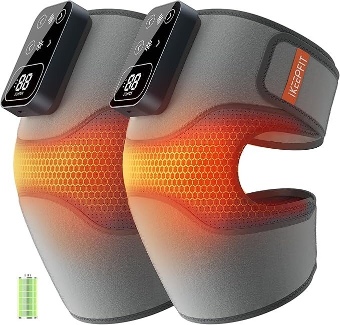 Cordless Knee Massager with Heat Vibration for Pain Relief